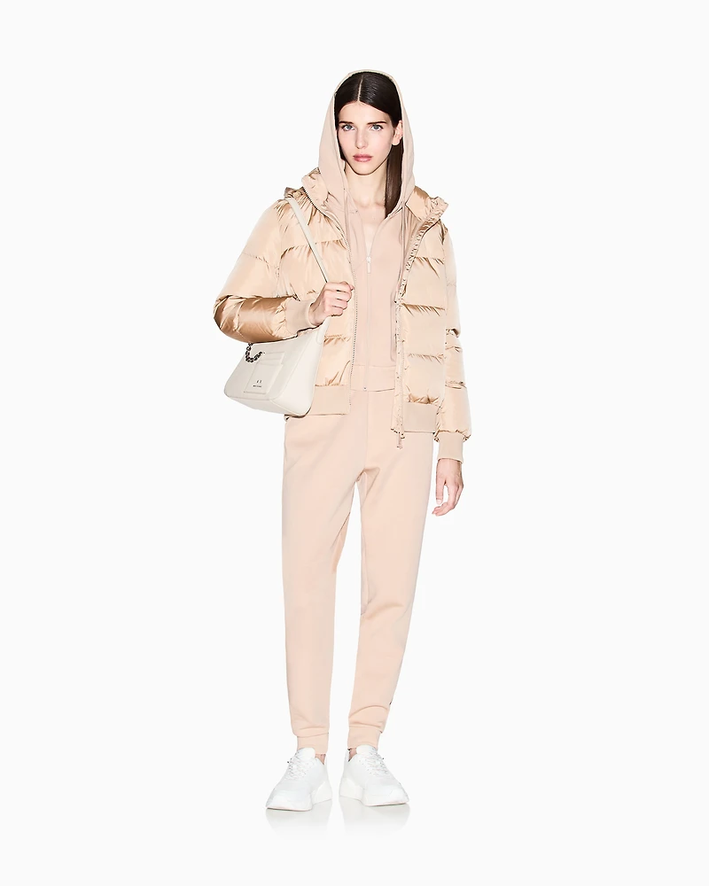 Armani Exchange -  Icon Cropped Hoodie, Woman, Camel, Size: