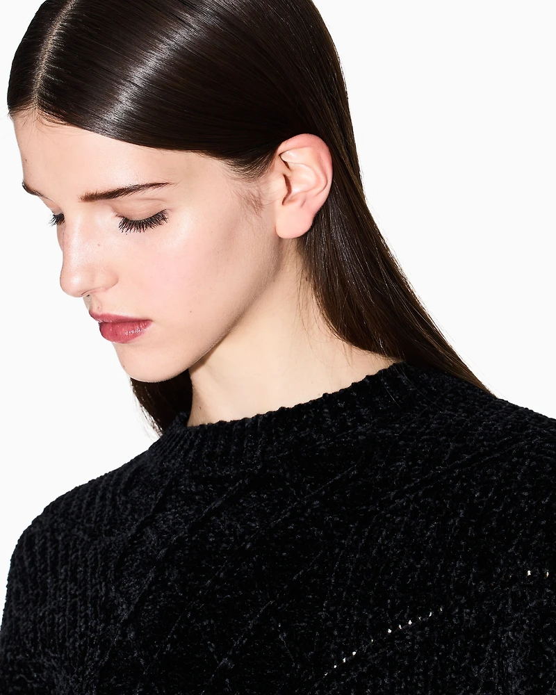 Cropped chenille sweater