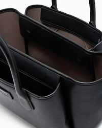 Emporio Armani - Medium shopper bag with palmellato finish, Woman, Black, Size: TU