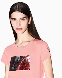 Armani Exchange - Slim fit T-shirt stretch cotton jersey, Woman, Pink, Size: