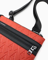 Armani Exchange - Flat shoulder bag with allover logo, Man, Orange, Size: TU