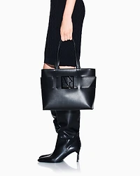 Armani Exchange - Medium shopper bag with tone-on-tone monogram, Woman, Black, Size: TU