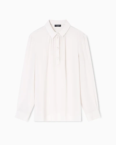Emporio Armani - Icon blouse silk double georgette, Woman, White, Size: