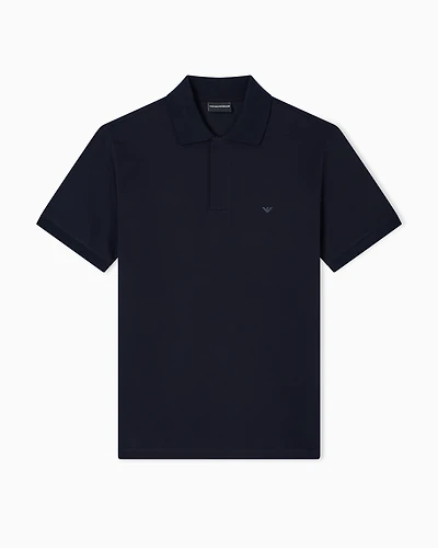 Emporio Armani - Travel Essentials piqué polo shirt, Man, Navy Blue, Size:
