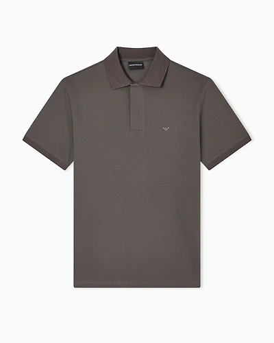 Emporio Armani - Travel Essentials piqué polo shirt, Man, Grey, Size: