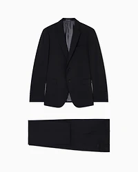 Emporio Armani - Single-breasted light wool suit with micro design, Man, Black, Size: