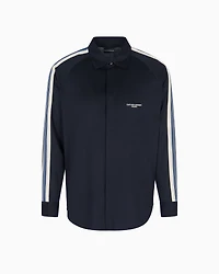 Emporio Armani - ASV slim-fit shirt Lyocell-blend jersey with bands, Man, Navy Blue, Size: