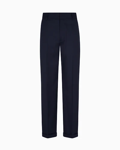 Emporio Armani - Virgin wool twill trousers, Man, Navy Blue, Size: