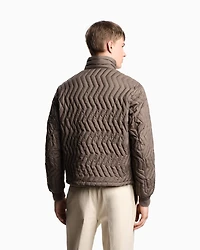 Emporio Armani - Full-zip down jacket chevron quilted ripstop nylon, Man, Beige, Size: