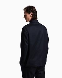 Emporio Armani - Virgin-wool stretch-twill shirt jacket, Man, Navy Blue, Size: