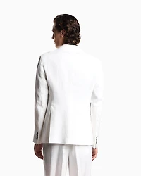 Emporio Armani - Pure linen single-breasted blazer, Man, White, Size: