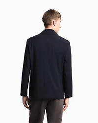 Emporio Armani - Travel Essentials nylon single-breasted blazer, Man, Navy Blue, Size: