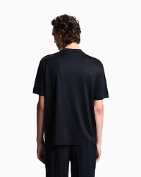 Emporio Armani - Lyocell-blend jersey T-shirt with nylon pocket and logo patch, Man, Navy_blue, Size: