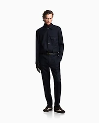 Emporio Armani - Virgin-wool stretch-twill shirt jacket, Man, Navy Blue, Size: