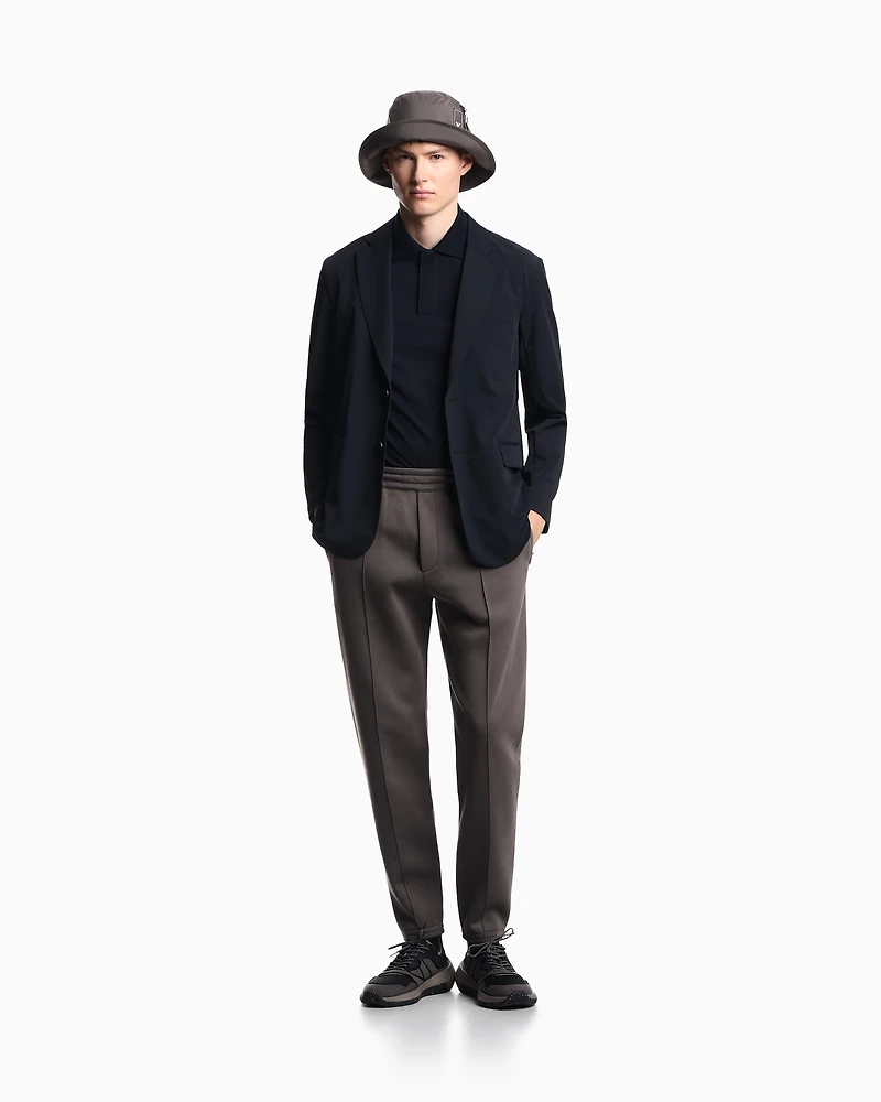 Emporio Armani - Travel Essentials nylon single-breasted blazer, Man, Navy Blue, Size: