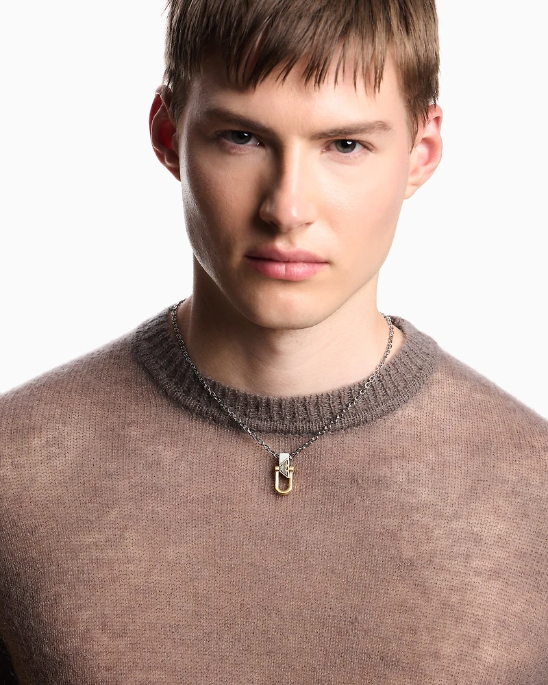 Emporio Armani -  Two-Tone Stainless Steel Pendant Necklace, Man, Multicoloured, Size: TU