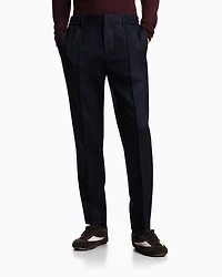 Emporio Armani - Stretch-twill virgin-wool trousers with ribbing, Man, Navy Blue, Size: