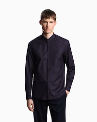 Emporio Armani - Armure-effect jacquard guru collar shirt, Man, Patterned, Size:
