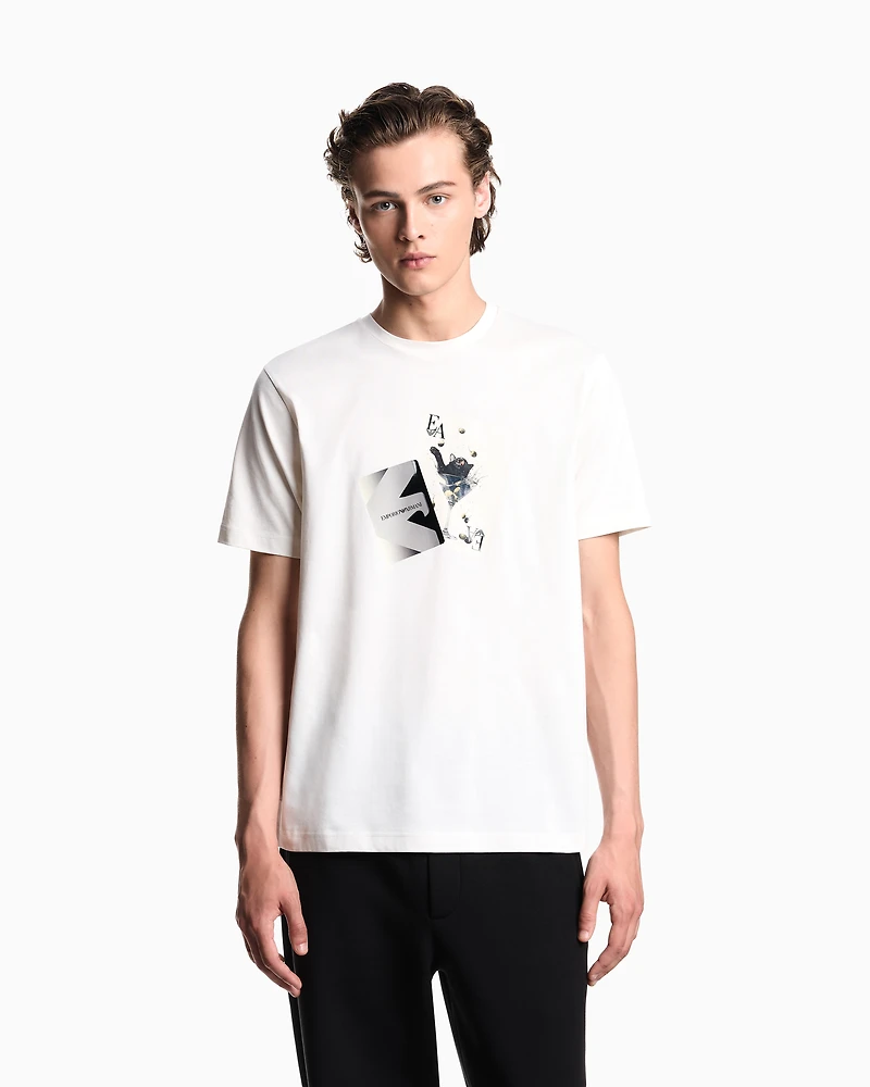 Emporio Armani - ASV jersey T-shirt with playing cards print, Man, White, Size:
