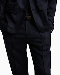 Emporio Armani - Stretch-twill virgin-wool trousers with ribbing, Man, Navy Blue, Size: