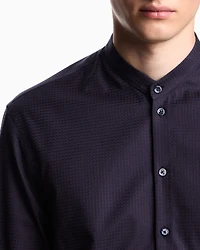 Emporio Armani - Armure-effect jacquard guru collar shirt, Man, Patterned, Size: