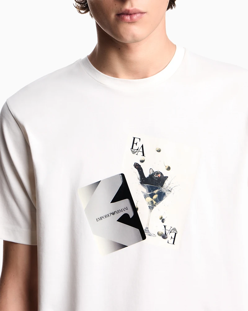 Emporio Armani - ASV jersey T-shirt with playing cards print, Man, White, Size: