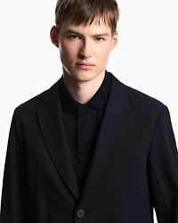 Emporio Armani - Travel Essentials nylon single-breasted blazer, Man, Navy Blue, Size: