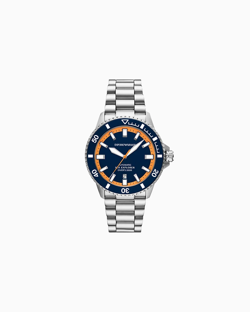 Emporio Armani - Sea Explorer Automatic Stainless Steel Watch, Man, Multicoloured, Size: TU