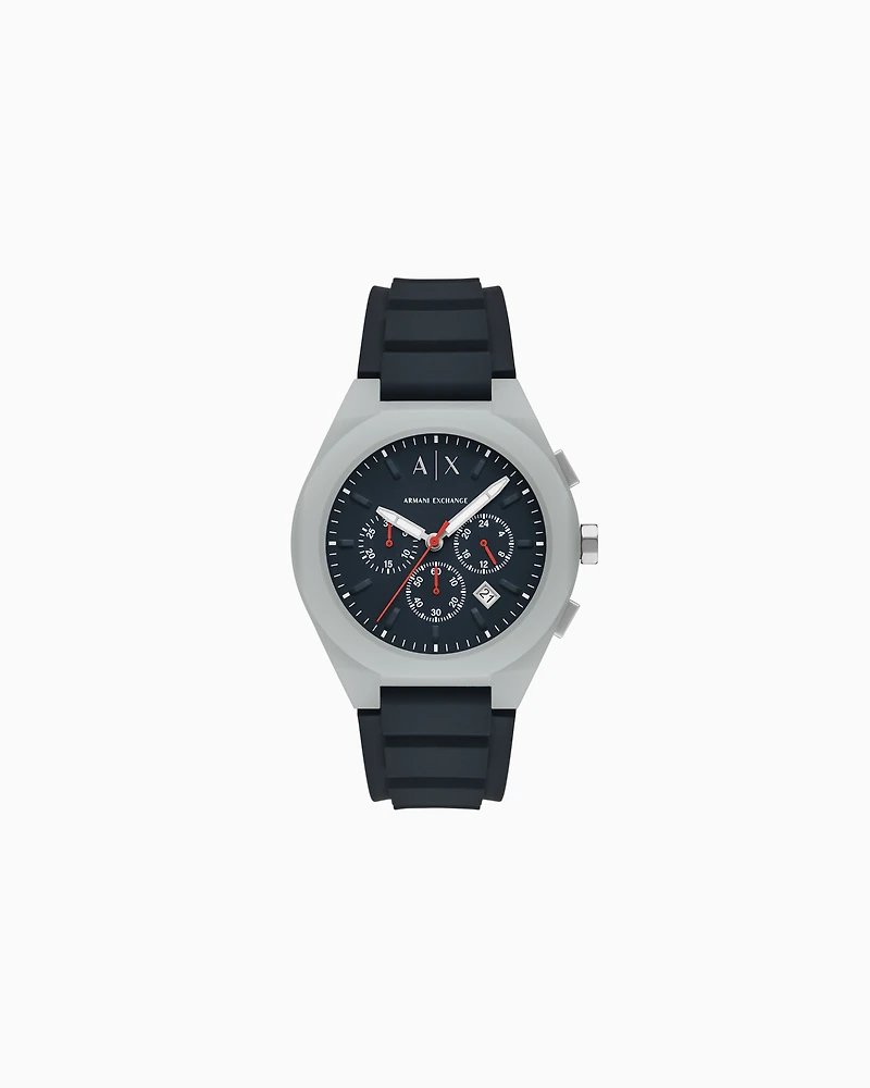 Armani Exchange - Sync Chronograph Gray Silicone Watch, Man, Multicoloured, Size: TU
