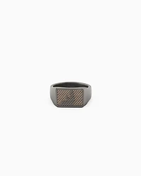 Emporio Armani -  Two-Tone Stainless Steel Signet Ring, Man, Multicoloured, Size:
