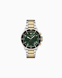 Emporio Armani - World Explorer Solar-Powered Chronograph Two-Tone Stainless Steel Watch, Man, Multicoloured, Size: TU