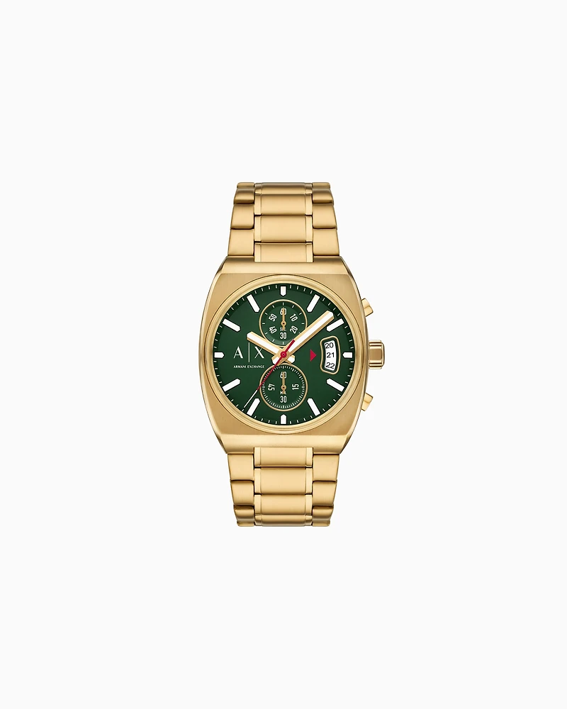 Armani Exchange - Chronograph Gold-Tone Stainless Steel Watch, Man, Multicoloured, Size: TU