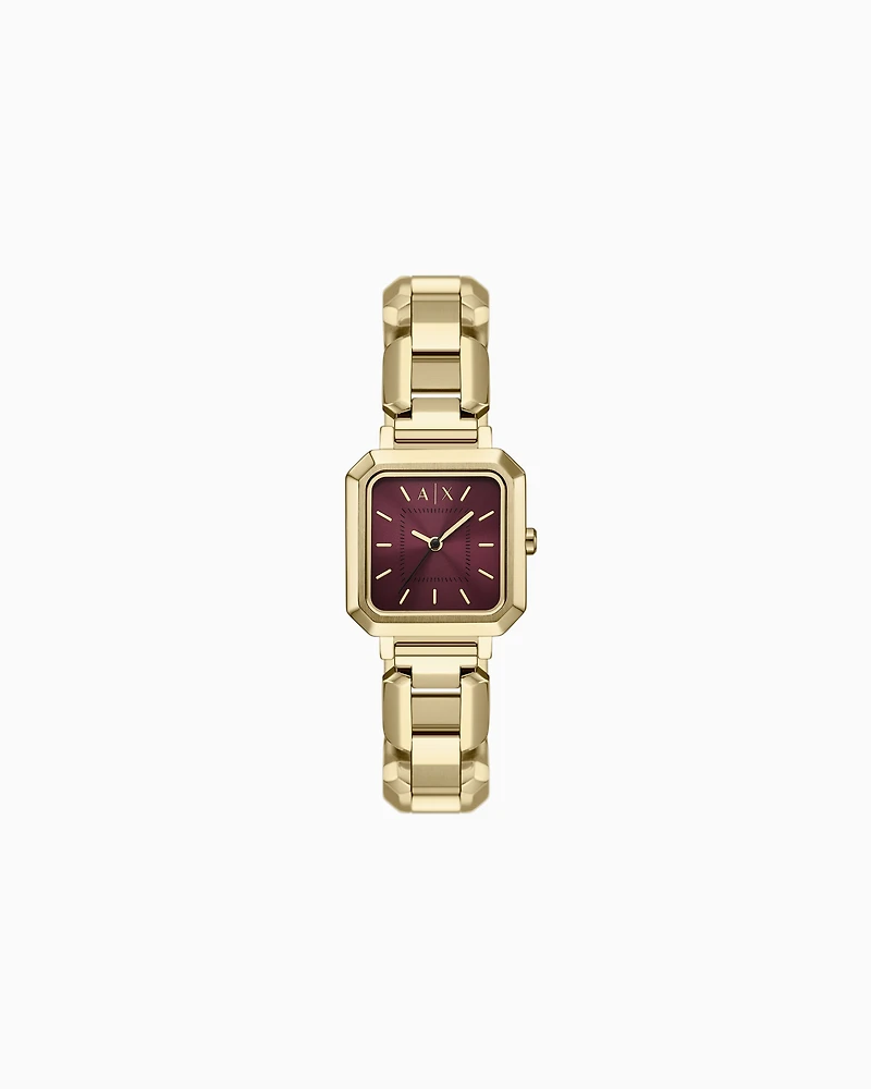 Three-Hand Gold-Tone Stainless Steel Watch