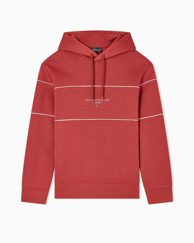 Emporio Armani - Double-jersey hooded sweatshirt with 3D-effect logo, Man, Red, Size: