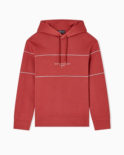Emporio Armani - Double-jersey hooded sweatshirt with 3D-effect logo, Man, Red, Size: