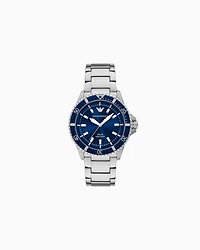 Emporio Armani - World Explorer Solar-Powered Three-Hand Stainless Steel Watch, Man, Multicoloured, Size: TU
