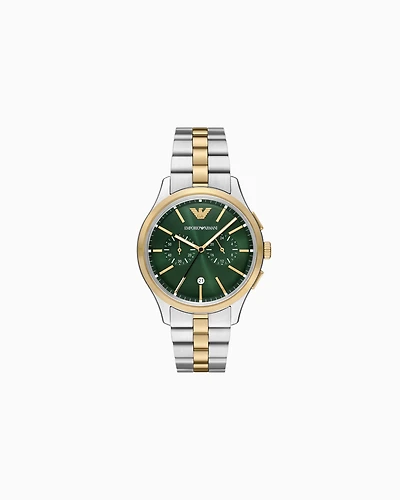 Emporio Armani - Chronograph Two-Tone Stainless Steel Watch, Man, Multicoloured, Size: TU