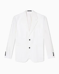 Emporio Armani - Pure linen single-breasted blazer, Man, White, Size:
