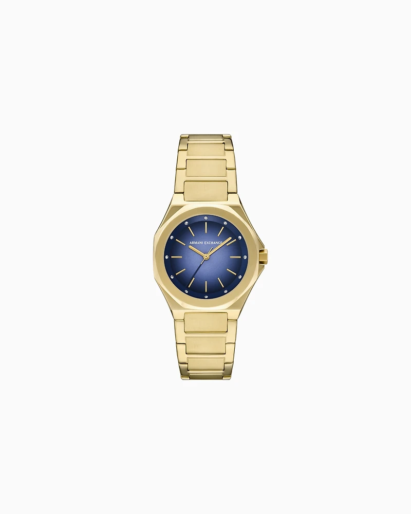 Armani Exchange - Three-Hand Gold-Tone Stainless Steel Watch, Woman, Multicoloured, Size: TU