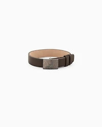 Emporio Armani -  Brown Leather ID Bracelet, Man, Multicoloured, Size: TU