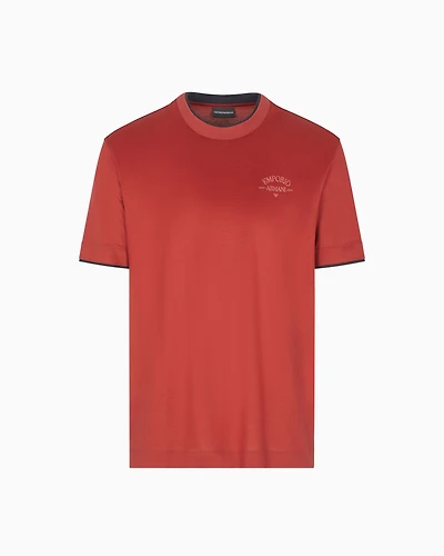 Emporio Armani - ASV Lyocell-blend jersey T-shirt with contrasting details, Man, Red, Size:
