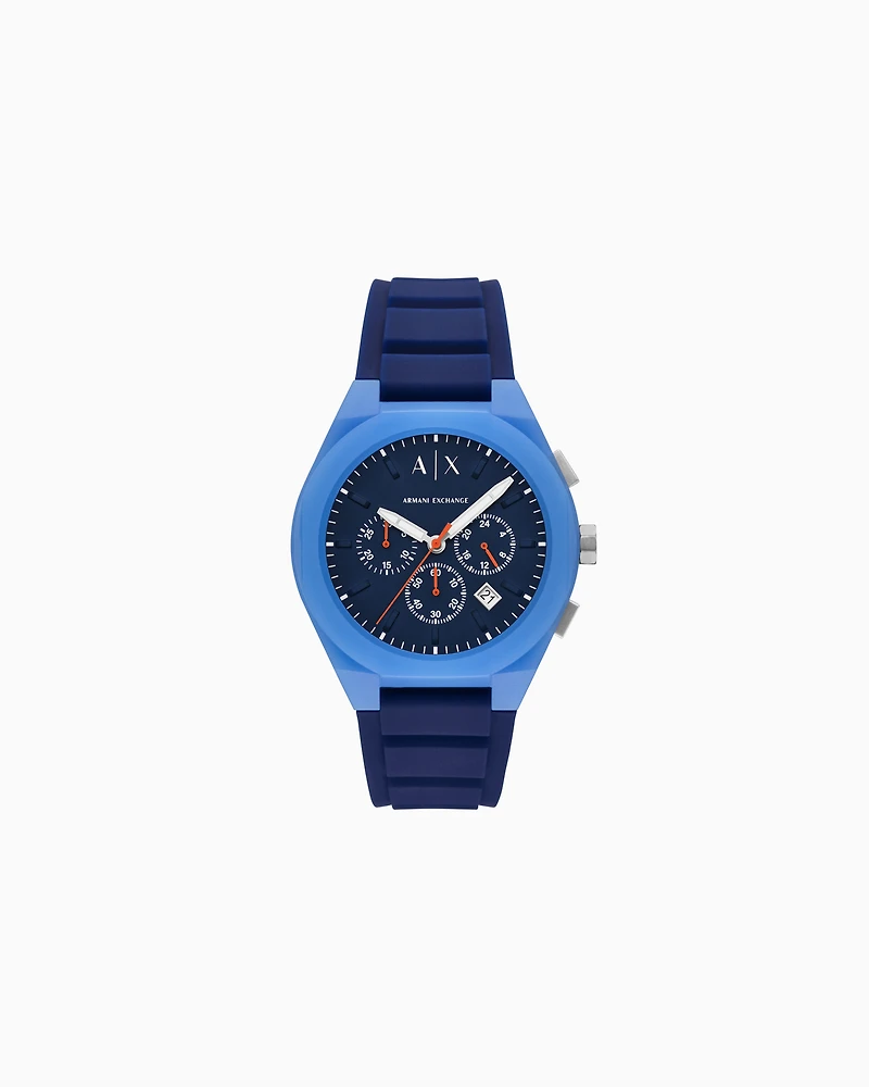 Armani Exchange -  Sync Chronograph Blue Silicone Watch, Man, Multicoloured, Size: TU