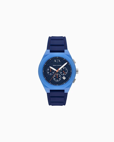 Armani Exchange -  Sync Chronograph Blue Silicone Watch, Man, Multicoloured, Size: TU