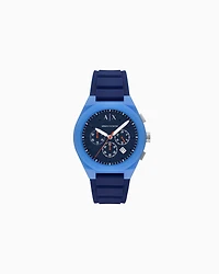 Armani Exchange -  Sync Chronograph Blue Silicone Watch, Man, Multicoloured, Size: TU