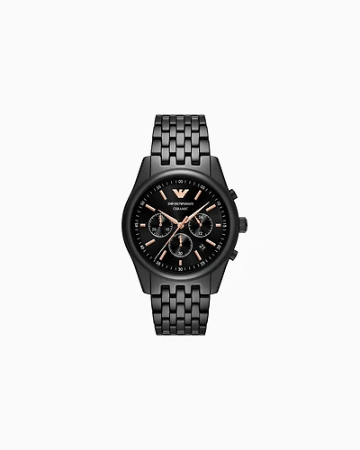 Emporio Armani - Chronograph Black Ceramic Watch, Man, Multicoloured, Size: TU