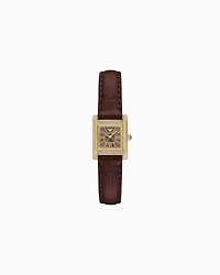 Emporio Armani - Two-Hand Brown Leather Watch, Woman, Multicoloured, Size: TU