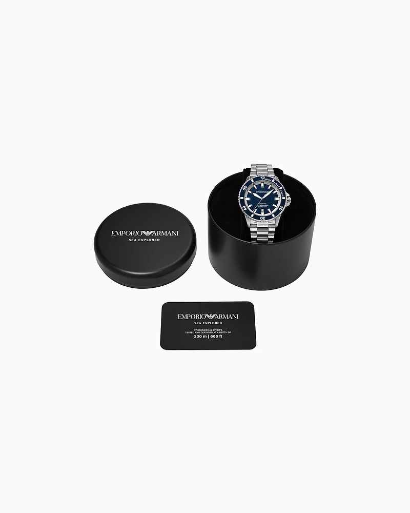 Emporio Armani - Sea Explorer Automatic Stainless Steel Watch, Man, Multicoloured, Size: TU