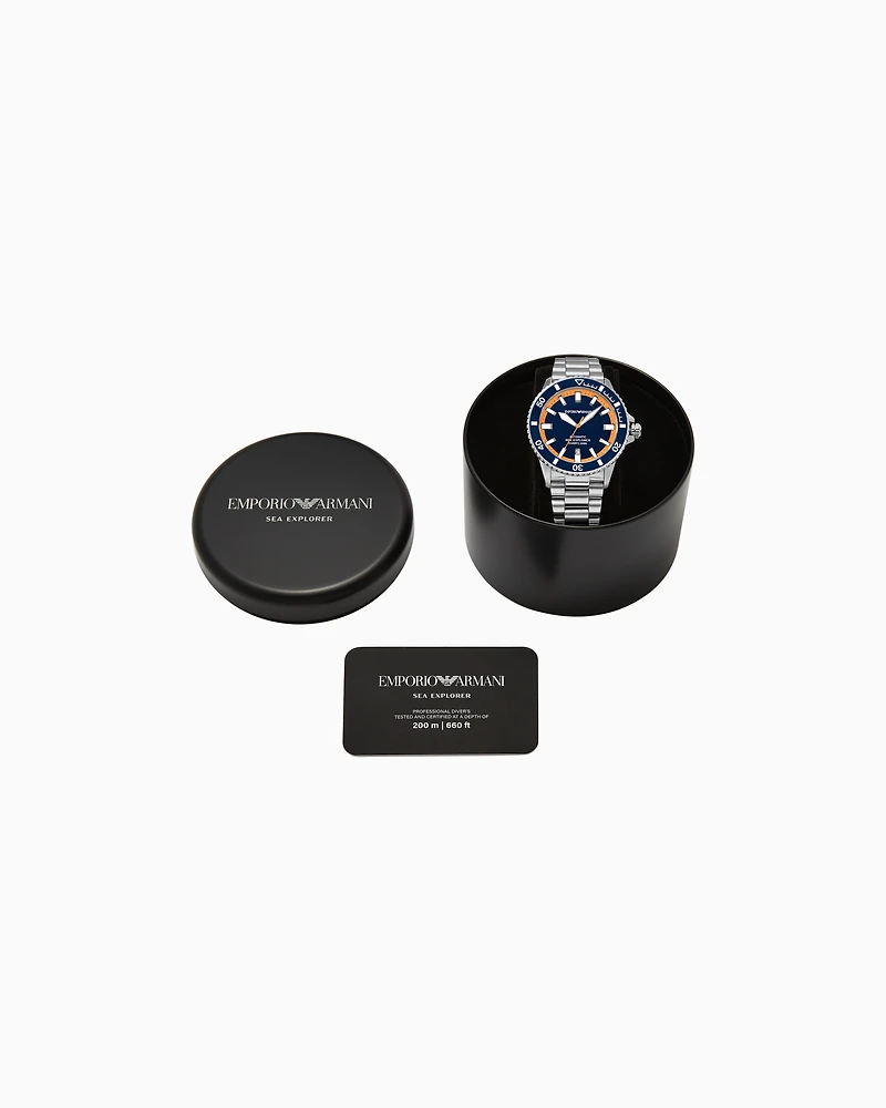 Emporio Armani - Sea Explorer Automatic Stainless Steel Watch, Man, Multicoloured, Size: TU