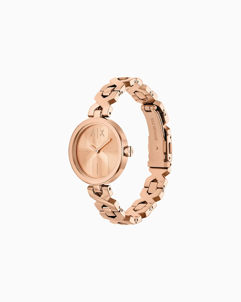 Armani Exchange -  Two-Hand Rose Gold-Tone Stainless Steel Watch, Woman, Multicoloured, Size: TU