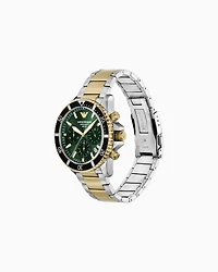 Emporio Armani - World Explorer Solar-Powered Chronograph Two-Tone Stainless Steel Watch, Man, Multicoloured, Size: TU